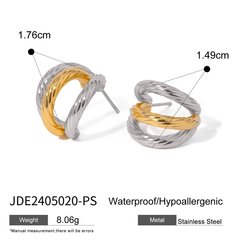 1 Pair Minimalist Classic Style Geometric Mixed Color Plating 304 Stainless Steel Earrings
