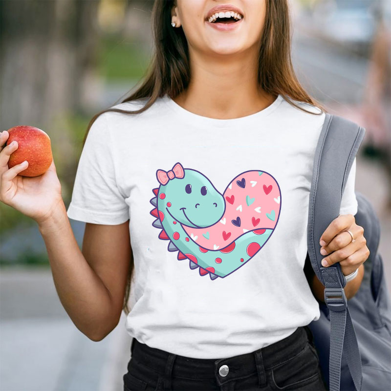 Cute Valentine Dinosaur Teacher T-Shirt