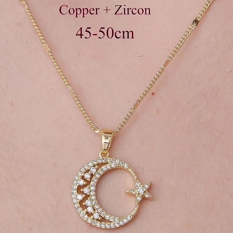 Minimalist Rainbow Star Moon Stainless Steel Titanium Steel Polishing Plating Pendant Necklace