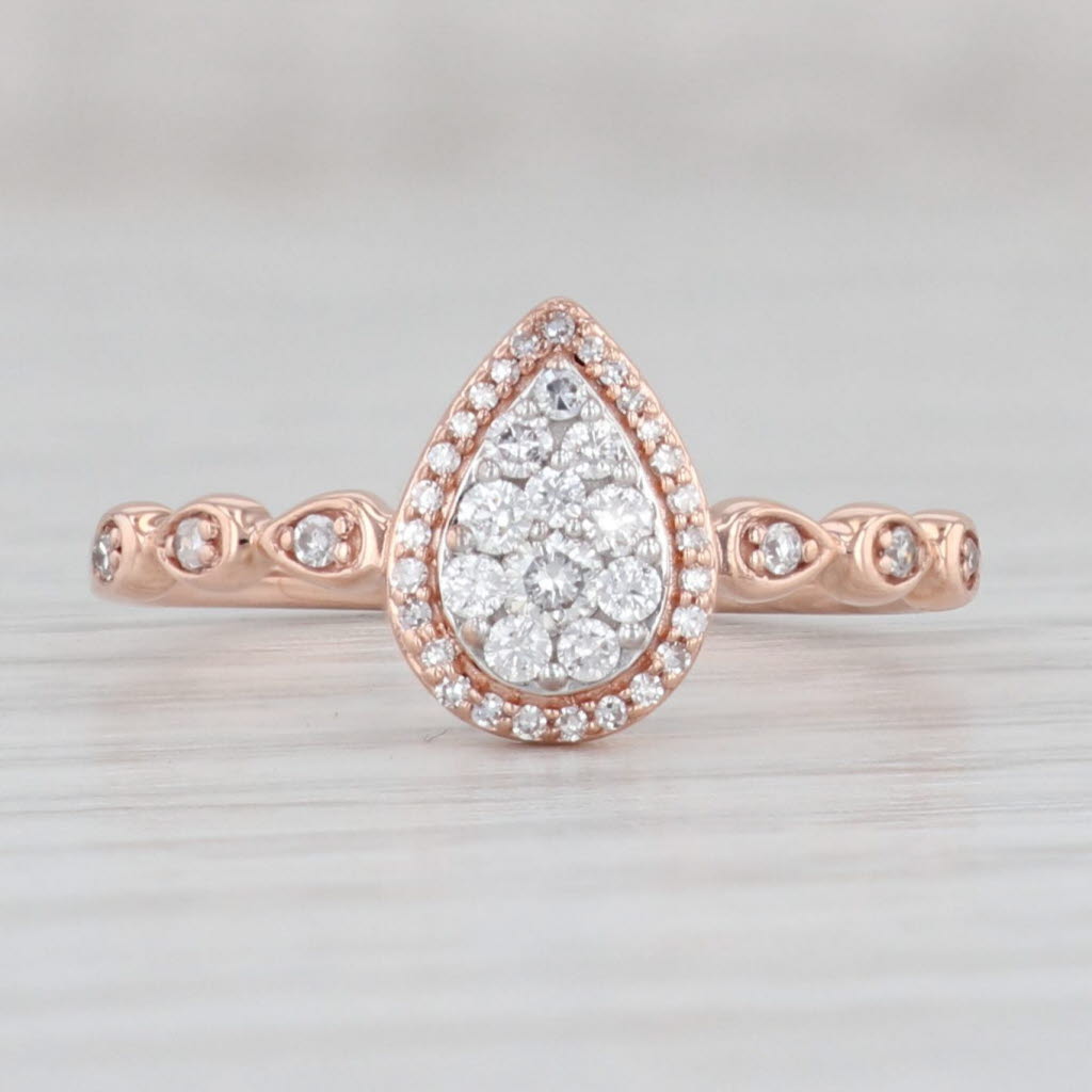 0.25ctw Diamond Teardrop Halo Engagement Ring 10k Rose Gold Size 7