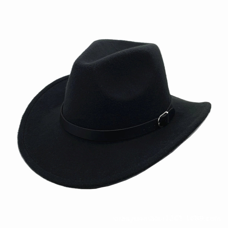 Felt Top Hat Curved Edge Classic Belt Buckle Panama Hat Gentleman Hat Sun Protection Sun Hat One-piece Delivery