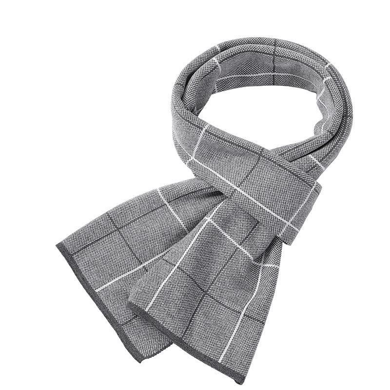 Men's Scarf Winter Warm Plaid Thickened Business Knitted Cashmere Thick Scarf Fashionable Scarf