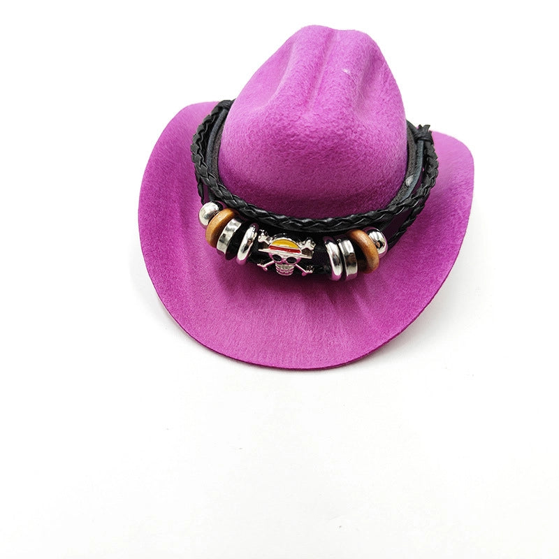 Cowboy Style Polyester Solid Color Pet Hat