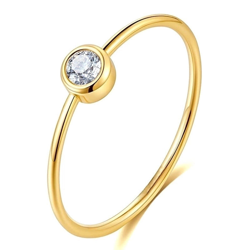 Minimalist Geometric Titanium Steel Plating Zircon Rings 1 Piece