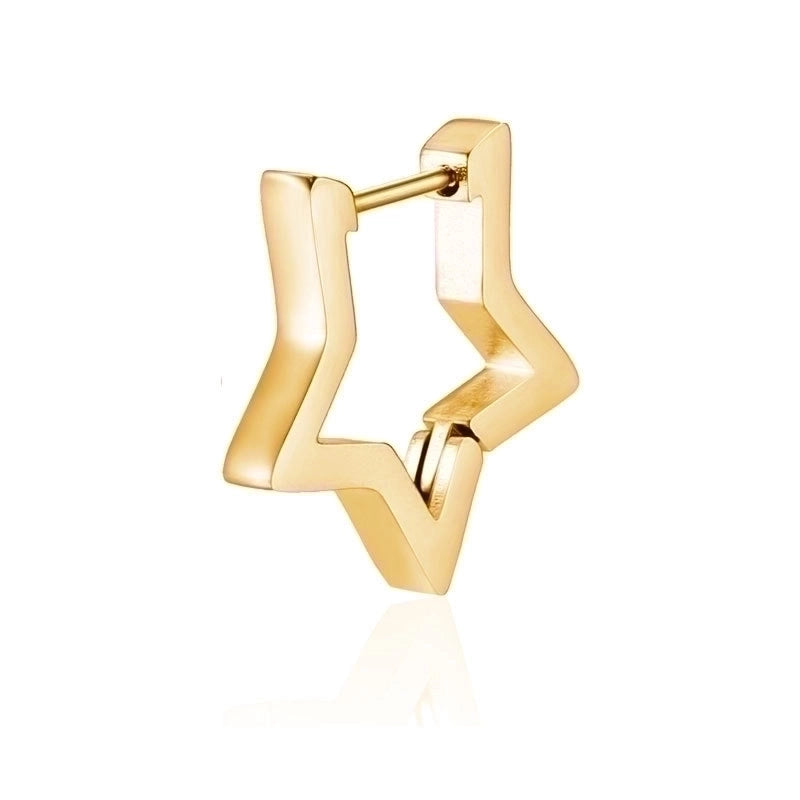 1 Piece Hip-Hop Rock Minimalist Star Heart Shape Metal Button 304 Stainless Steel Copper Gold Plated Hoop Earrings