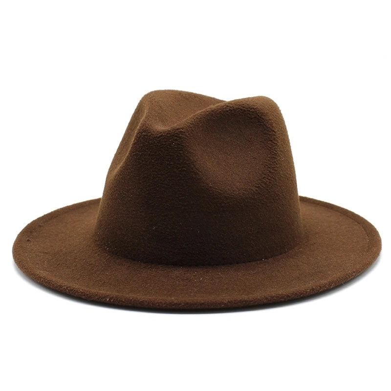 Solid Color Jazz Hat British Style Retro Woolen Hat Adult Embroidery Logo Felt Hat