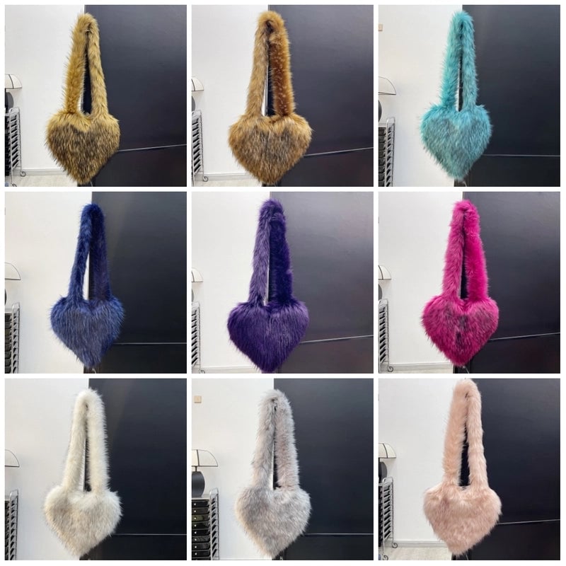 Women's Large Winter Plush Polyester Streetwear Shoulder Bag