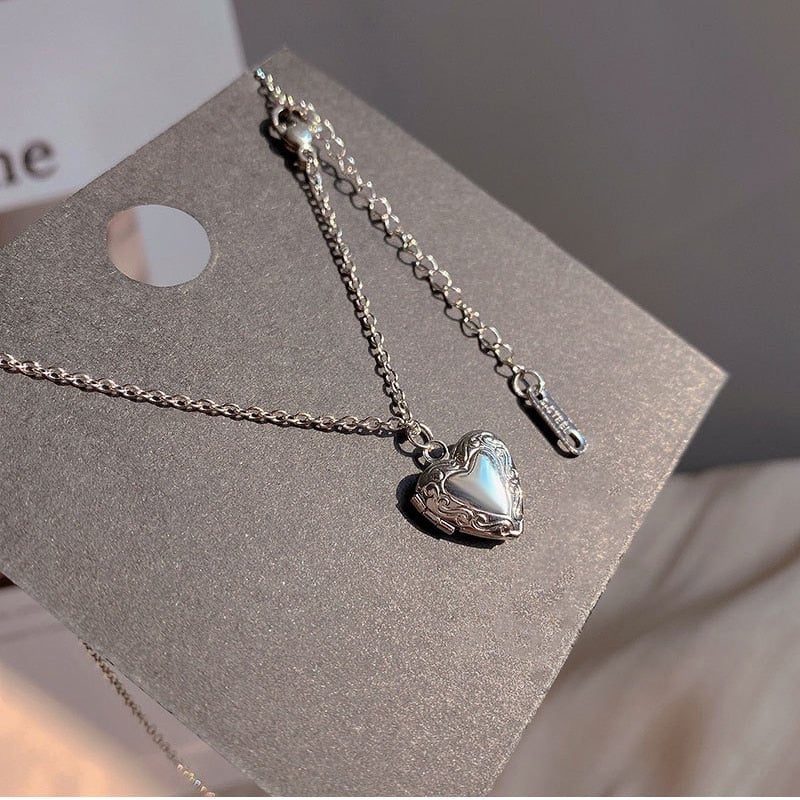 Silver Heart Locket Necklace