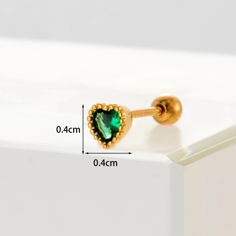 Ear Cartilage Rings & Studs Minimalist Heart Copper Plating Artificial Gemstones