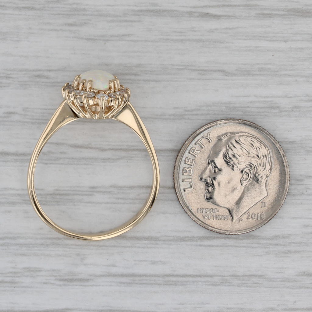 Pear Opal Diamond Halo Ring 14k Yellow Gold Size 8 Teardrop