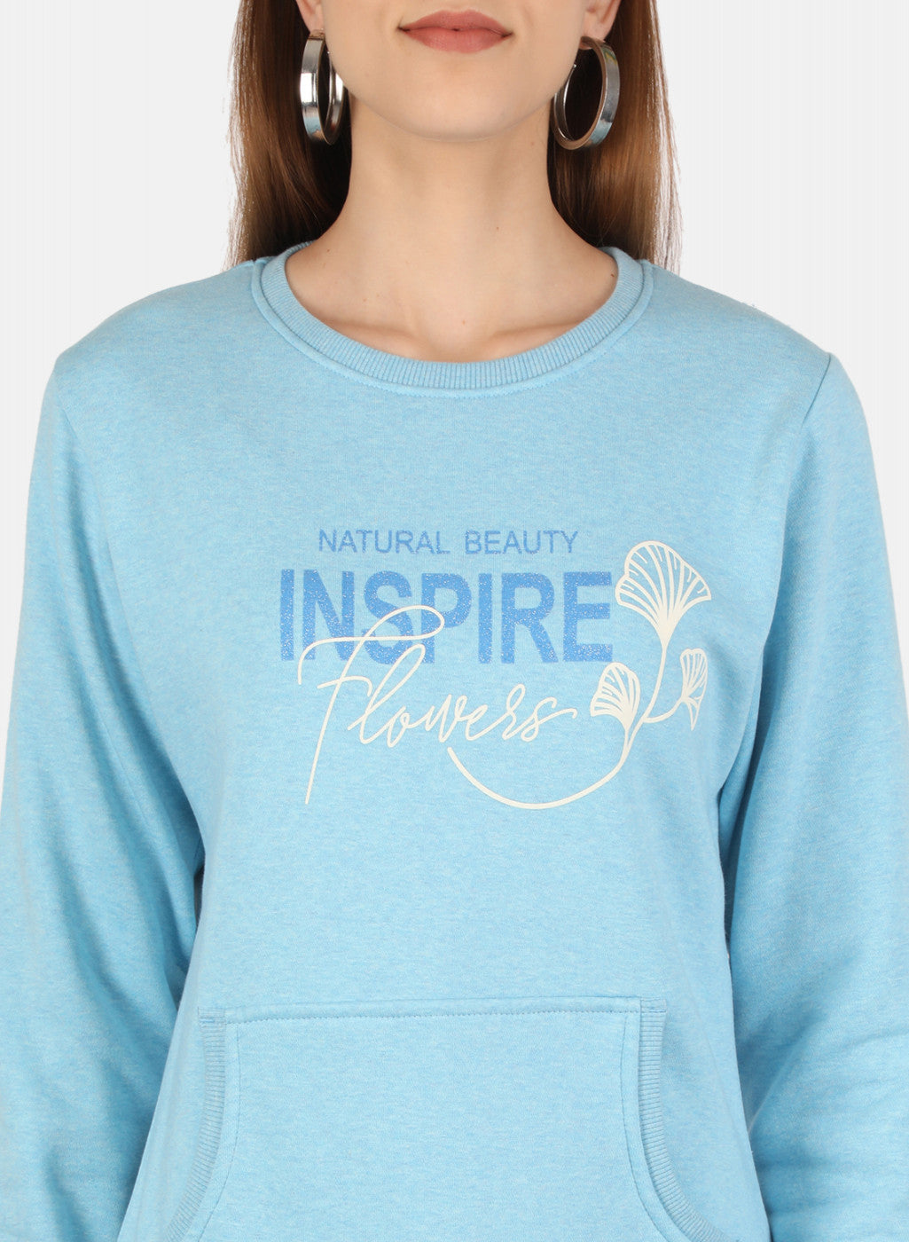 Women Blue Printed Sweatshirt