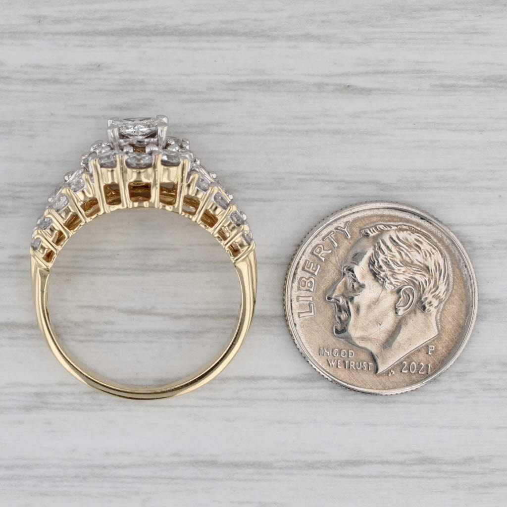 1.64ctw Diamond Halo Engagement Ring 14k Yellow Gold Size 7