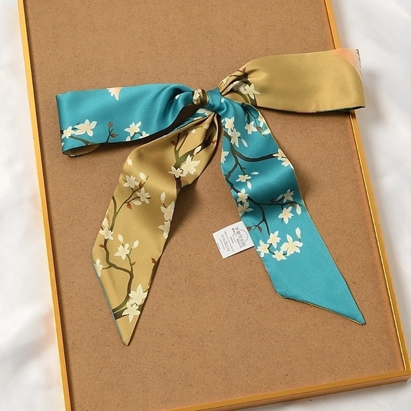 Women's Lady Flower Satin Silk Scarf