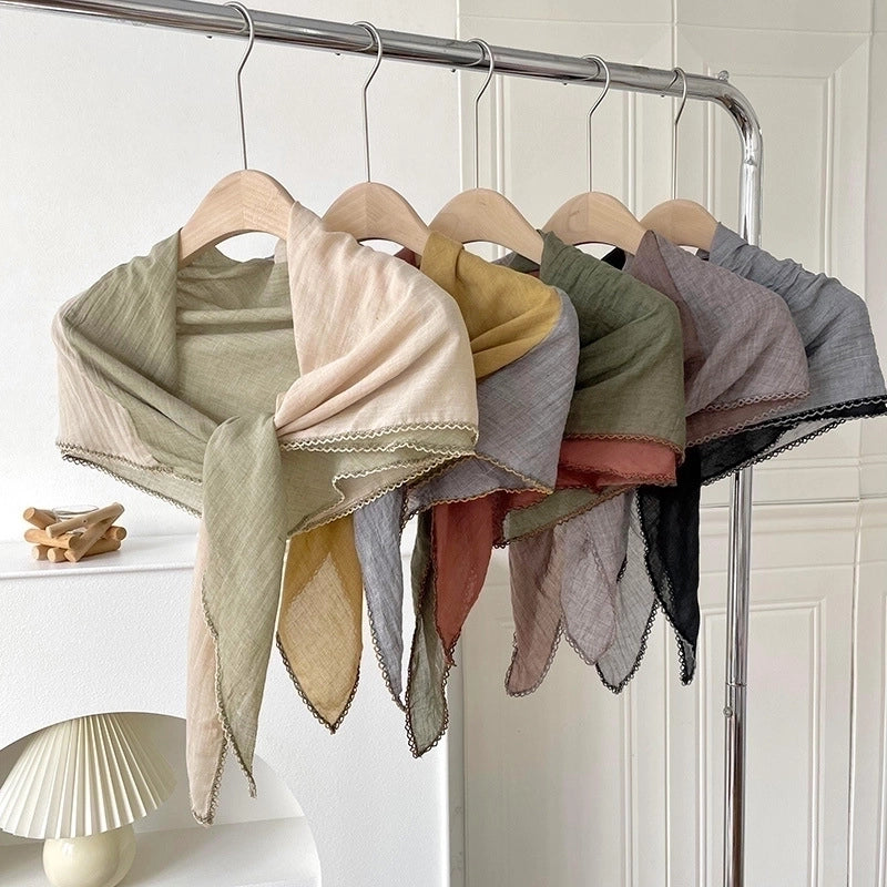Women's Minimalist Color Block Cotton And Linen Scarf