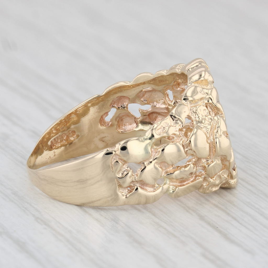 0.18ctw Diamond Nugget Ring 14k Yellow Gold Men's Size 10.75