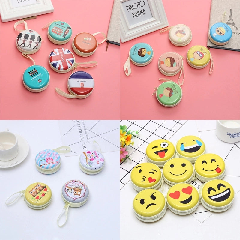 Women's Cartoon Letter Tinplate Zipper Coin Purses