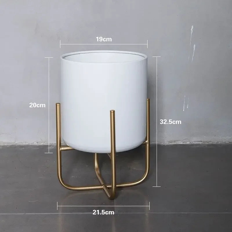 Nordic Wind Indoor Floor Type Flower Rack Gold Iron Art Storage Shelf Home Balcony Plant Decoration Flowerpot Stand