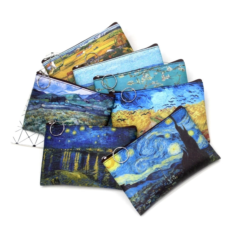 Women's Geometric Pu Leather Zipper Coin Purses