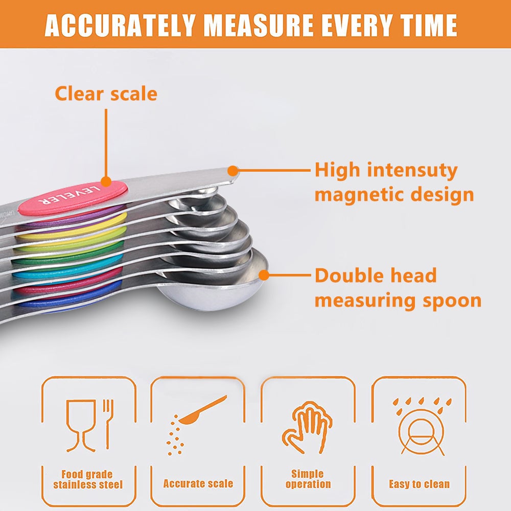 🔥Stainless Steel Magnetic Measuring Spoons Set