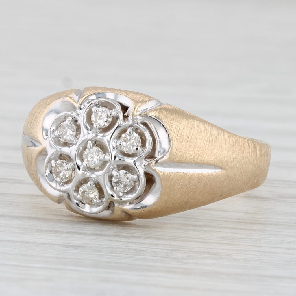 Vintage 0.21ctw Diamond Cluster Men's Belcher Setting Ring 10k Gold Size 11.75