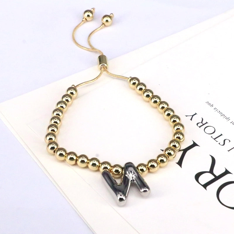 Copper Gold Plated Vintage Style Minimalist Plating Letter Bracelets