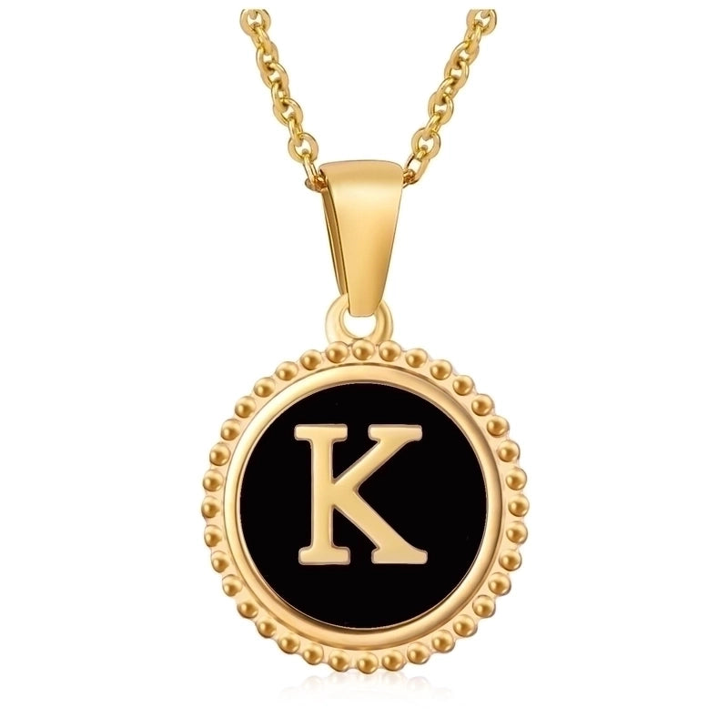 Fashion Round Letter 304 Stainless Steel 18K Gold Plated Enamel Gold Plated Pendant Necklace