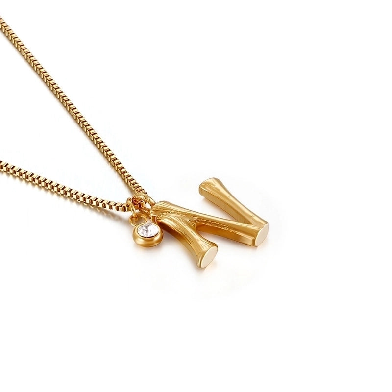 Titanium Steel 18K Gold Plated Minimalist Commute Patchwork Letter Necklace