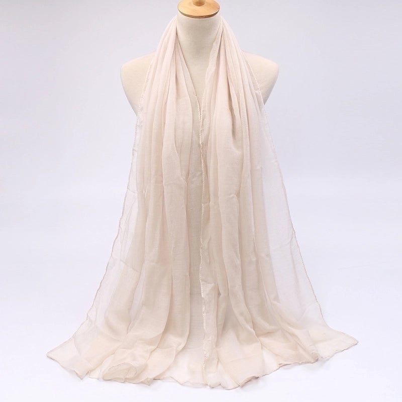 Women's Minimalist Solid Color Voile Sewing Cotton Linen Scarves