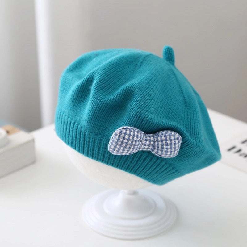 Children's Beret Baby Girl's Hat Autumn And Winter Korean Style Western Style Baby Girl's Knitted Wool Painter's Hat Trendy