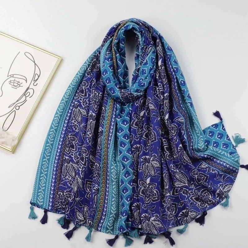 Women's Vacation Flower Polyester Scarf