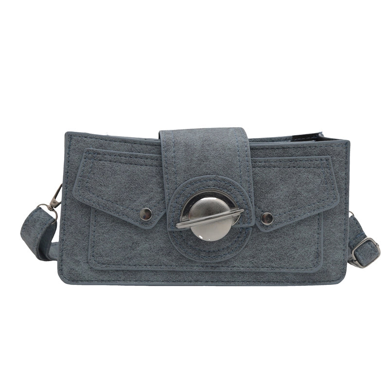Women's Medium Pu Leather Solid Color Streetwear Square Magnetic Buckle Crossbody Bag