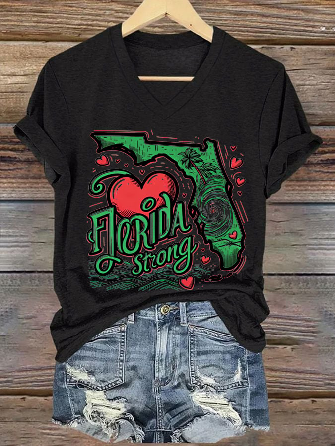 Women's Florida Strong Printed V-Neck T-Shirt