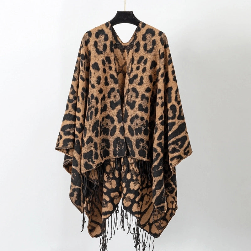 Women's Streetwear Leopard Imitation Cashmere Tassel Scarf