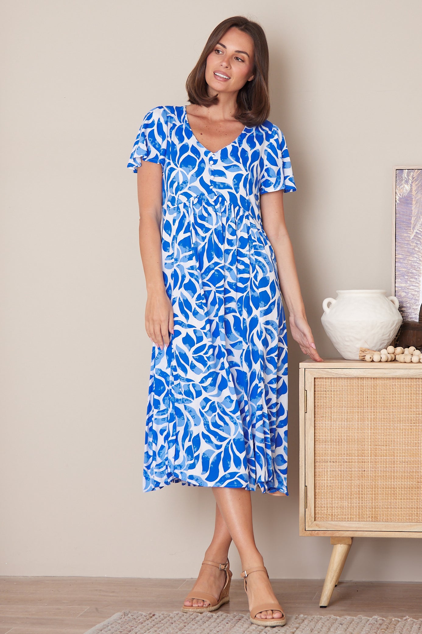 Brighton Dress - Coastal Leaves