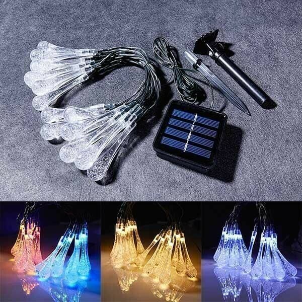 50% OFF！Solar-Powered Raindrop String Lights-Buy 2 Free Shipping