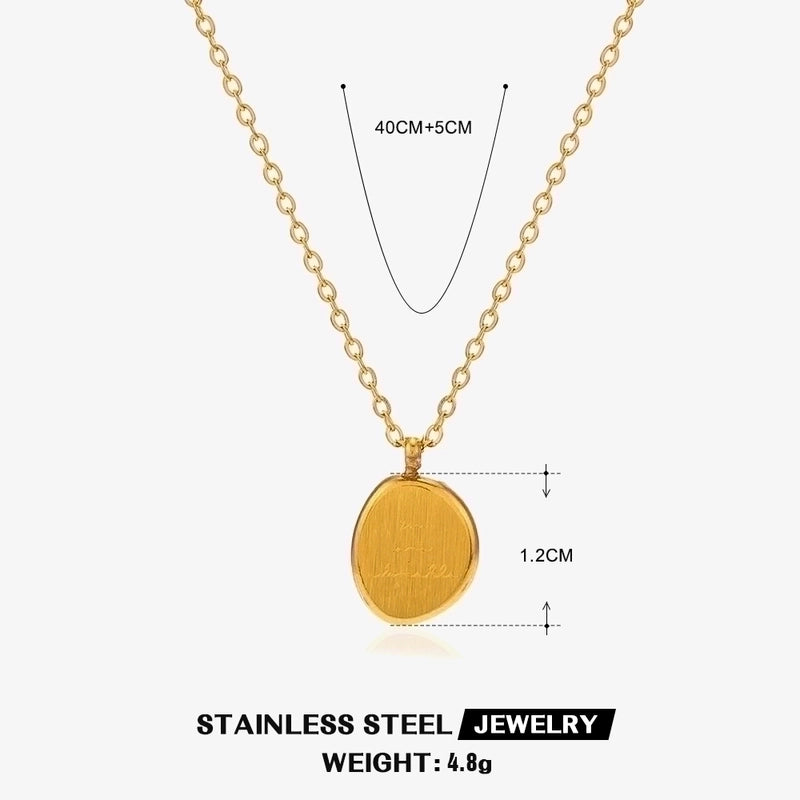 304 Stainless Steel 18K Gold Plated IG Style Plating Inlay Geometric Rhinestones Shell Necklace