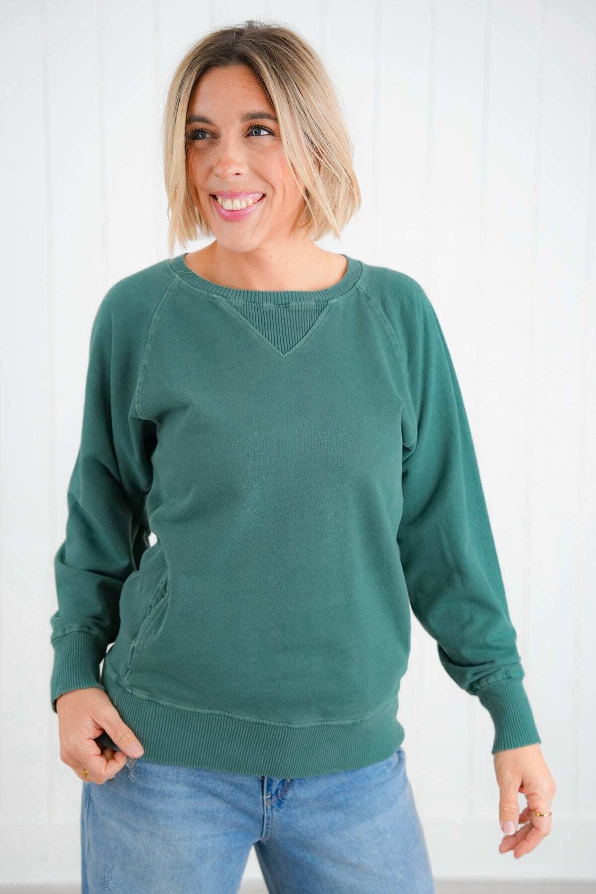 FINAL SALE⚡8 Packs for $24.95⚡ - Door Buster! Zenana Pigment Dyed French Terry Pullover w/ Pockets (Multiple Colors)