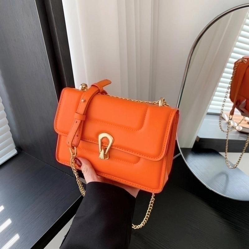 Women's Pu Leather Solid Color Classic Style Flip Cover Shoulder Bag