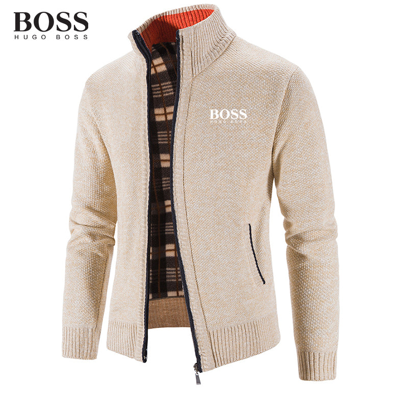 BOSS Men Band Collar External Trench Coat