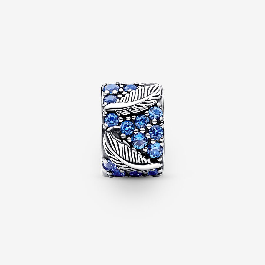 Curved Feather and Pavé Pandora Clip Charm