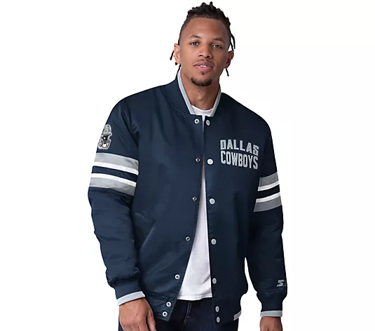 🔥Buy 2 for only $55🎁Buy 2 Get 2 Free🏈NFL Starter Satin Twill Snap Front Jacket