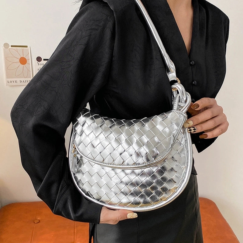 Women's Medium Pu Leather Solid Color Basic Vintage Style Dumpling Shape Flip Cover Underarm Bag