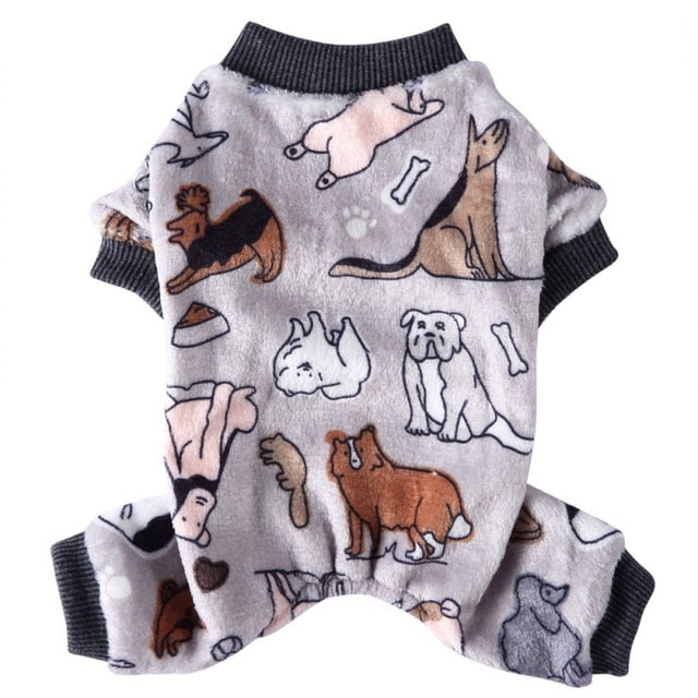 Warm Printed Dog Cat Jumpsuits Pajamas