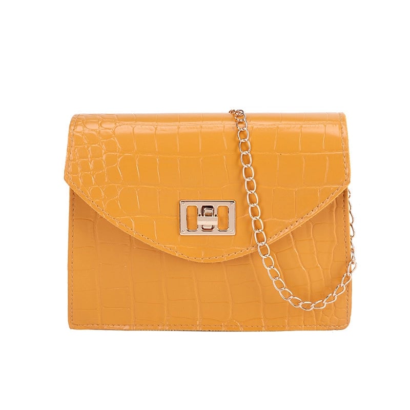 Women's Small Pu Leather Solid Color Basic Classic Style Square Lock Clasp Shoulder Bag Crossbody Bag