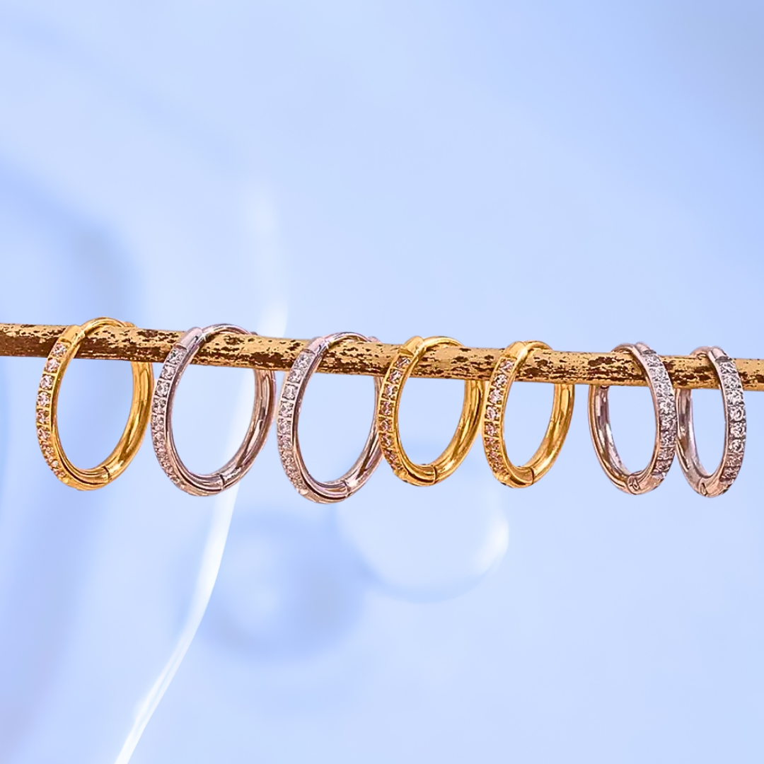 8mm slim diamond style hoops - Silver