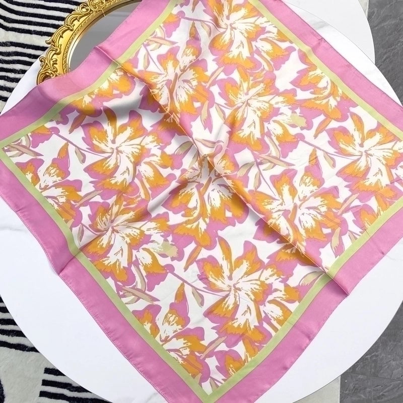 Women's Sweet Flower South  Satin Silk Scarves