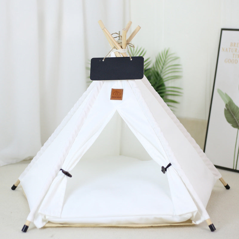 Portable Pet Teepee Tent - Cozy Dog & Cat Bed with Washable Cushion