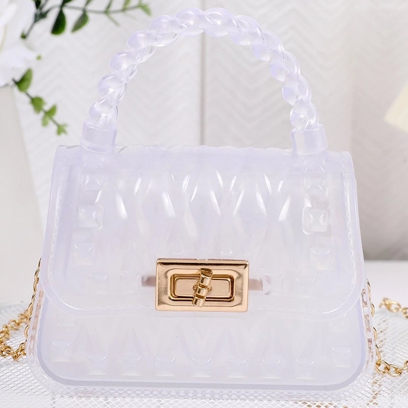 Women's Small PVC Solid Color Streetwear Square Lock Clasp Crossbody Bag