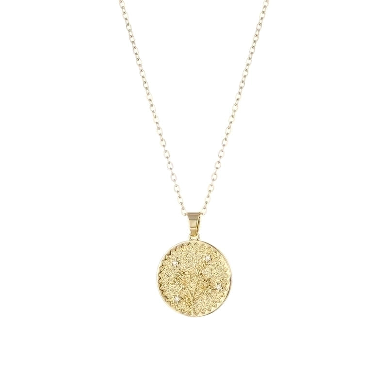 Stainless Steel Titanium Steel Fashion Inlay Plating Flower Chrysanthemum Lotus Zircon Pendant Necklace