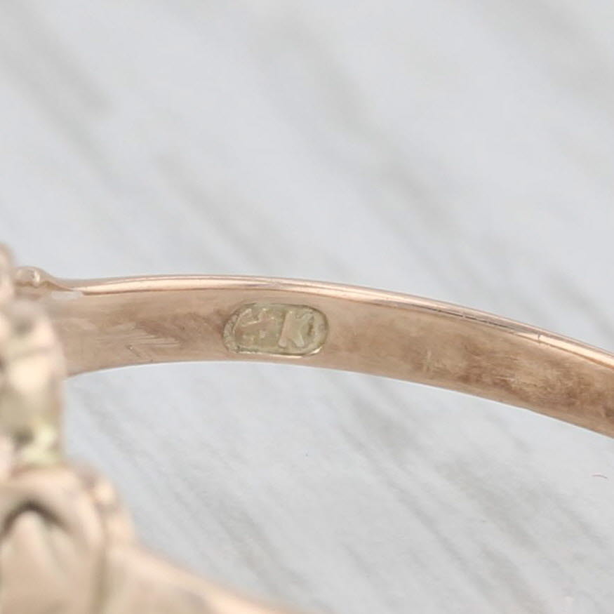 Antique Diamond Opal Bypass Ring 10K Yellow Gold Size 6.5